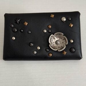 Black Studded Clutch with Silver Accents